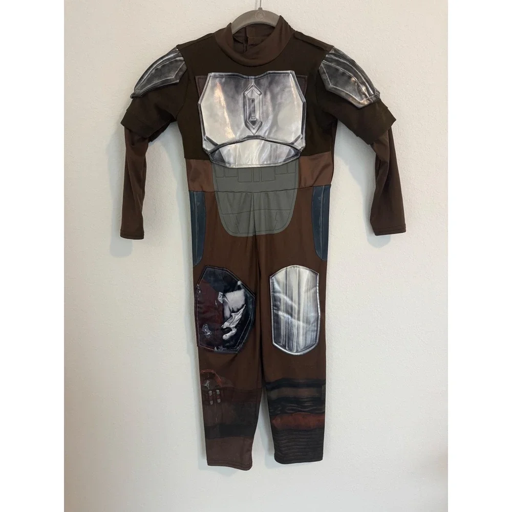 Disney Star Wars The Mandalorian Costume Kids Size 5/6 Brown Beskar Armor-0621